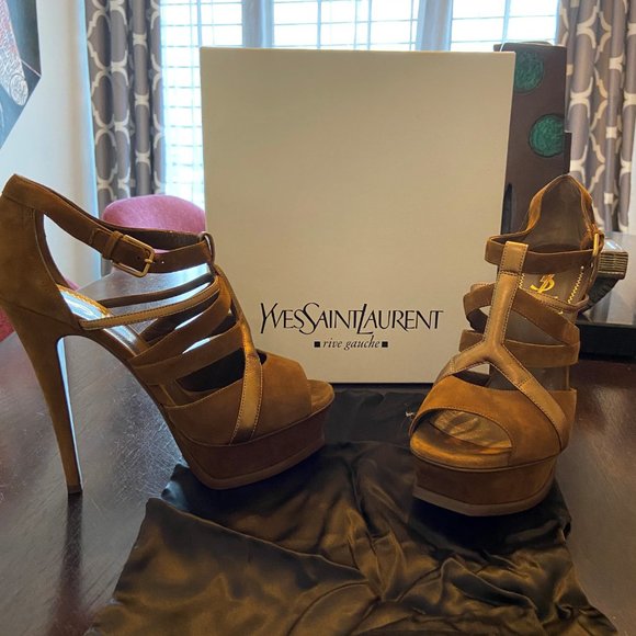 Yves Saint Laurent Brown Strappy Heels - Picture 2 of 4